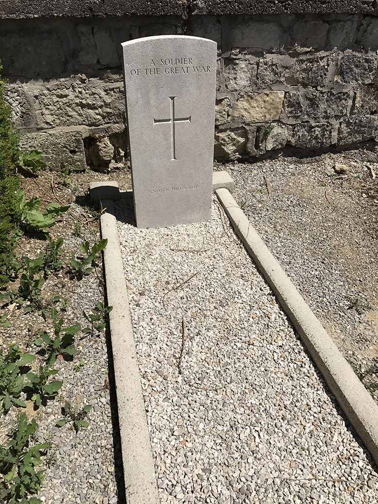 Unknown soldier buried in the military section of the village cemetery in Contrexéville